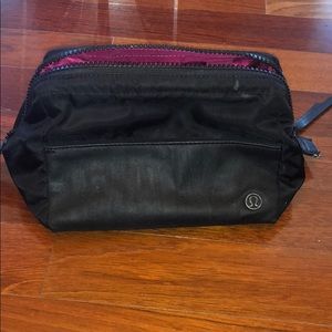 Lululemon Cosmetic Travel bag black with pink